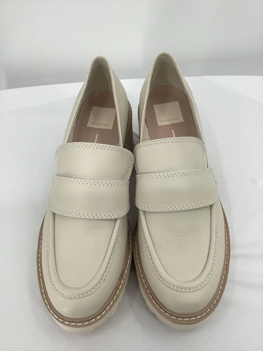 Dolce Vita Halona Lug-Sole Cream Platform Loafer
